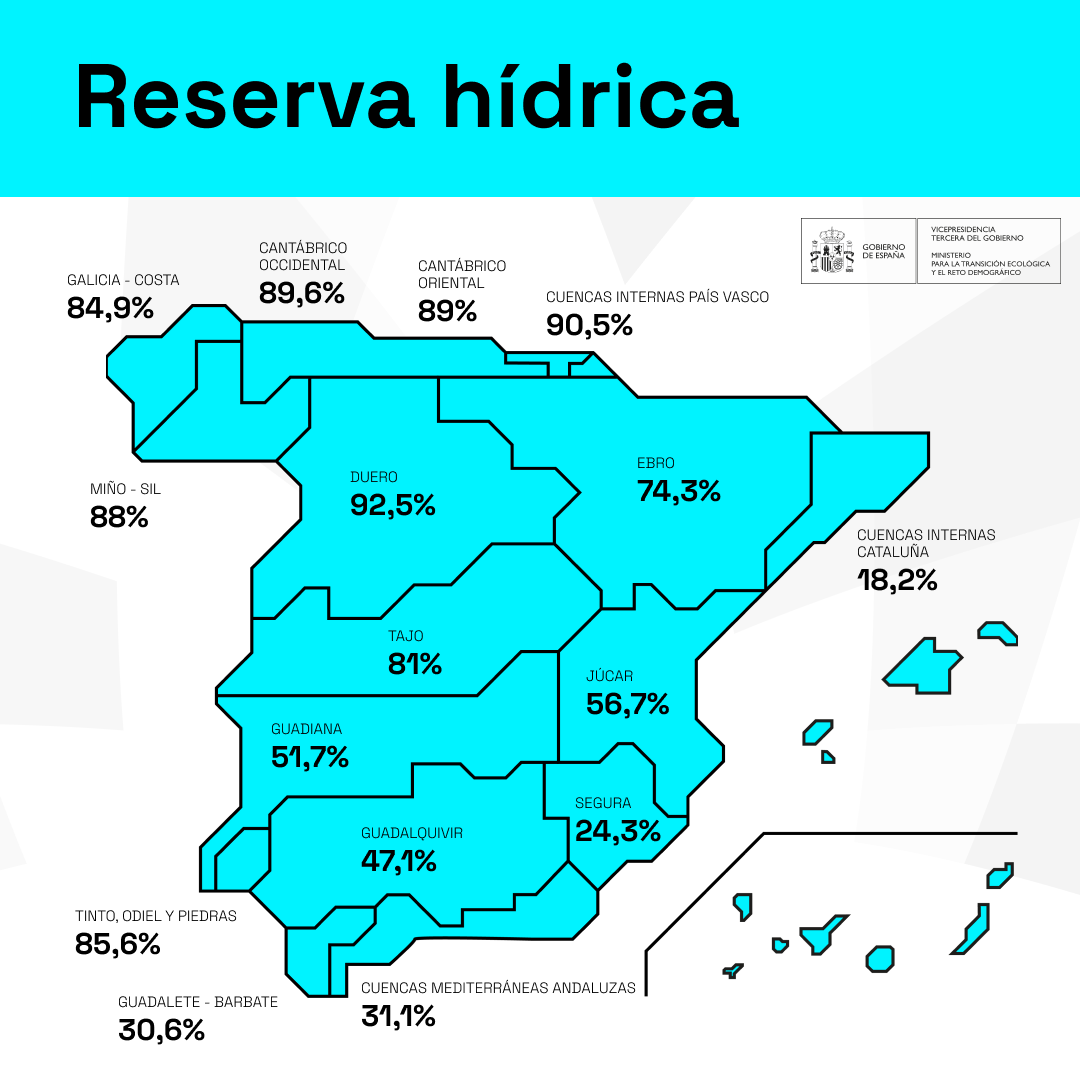 Mapa de la reserva hídrica del 23 de abril de 2024