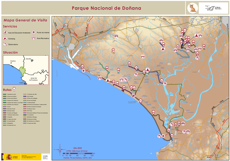 Mapa del Parque Nacional de Doñana