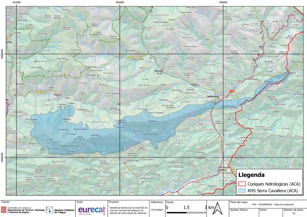 Mapa detalle Sistema acuífero de las calizas devónicas de la Serra Cavallera 