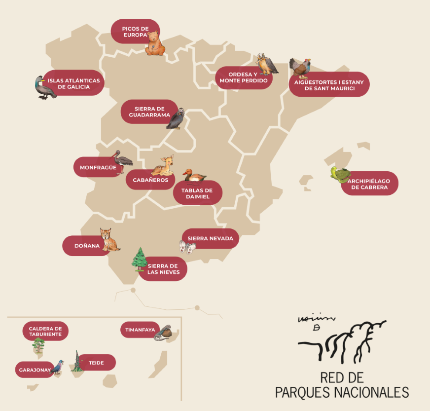 Mapa de la Red de Parques Nacionales