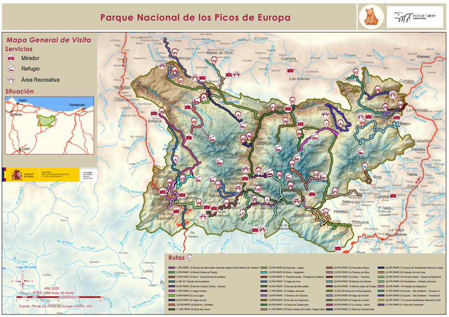 Mapa del P.N. Picos de Europa