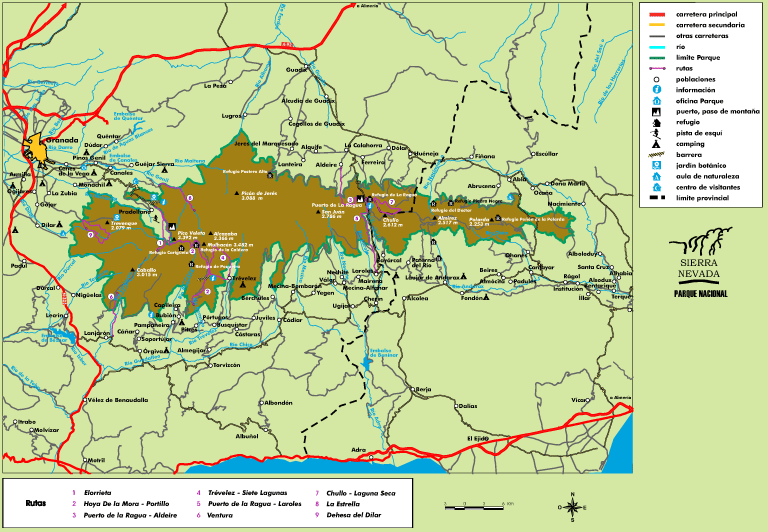 Mapa del P.N. de Sierra Nevada