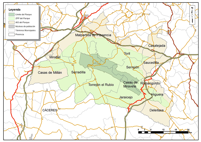Cartografía de áreas de influencia socioeconómica del Parque Nacional de Monfragüe