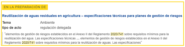 Cuadro Iniciativa europea de Reutilización de ar en agricultura y PGRI