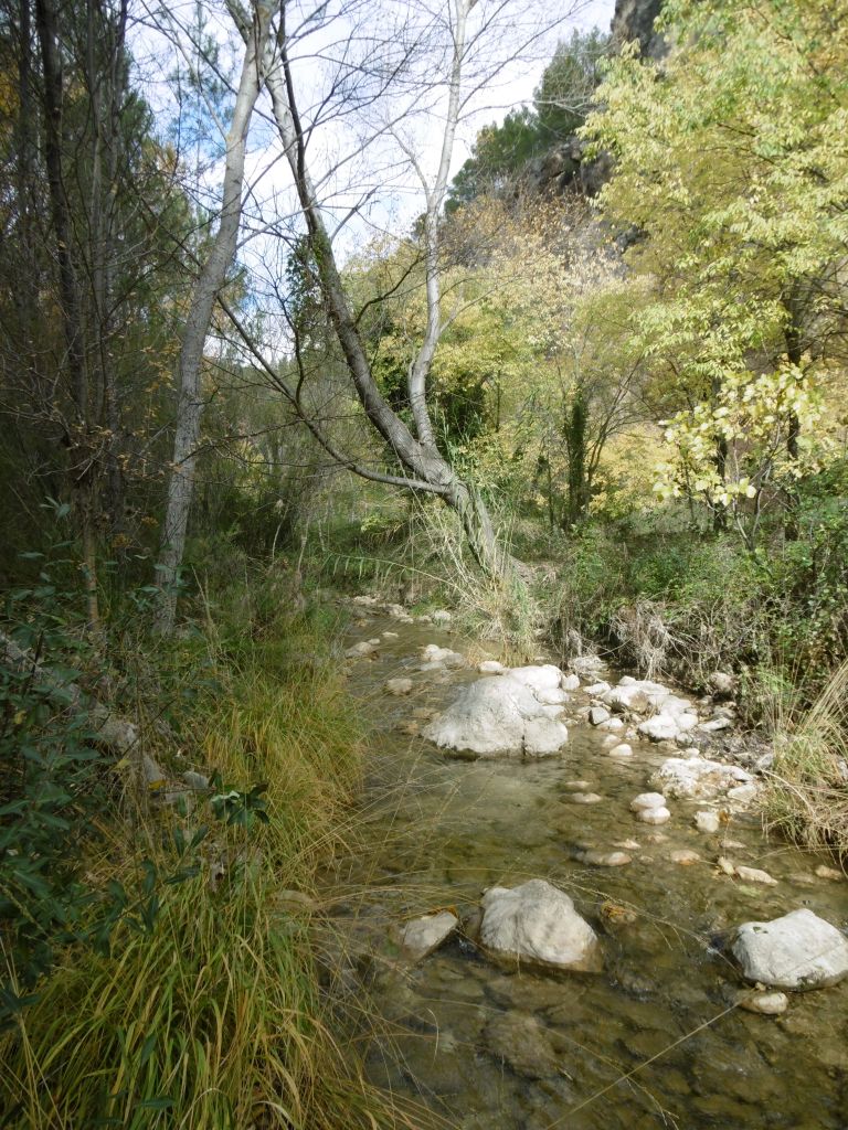 Cauce con estructuras de bloques y cantos en la reserva natural fluvial Arroyo de la Espinea