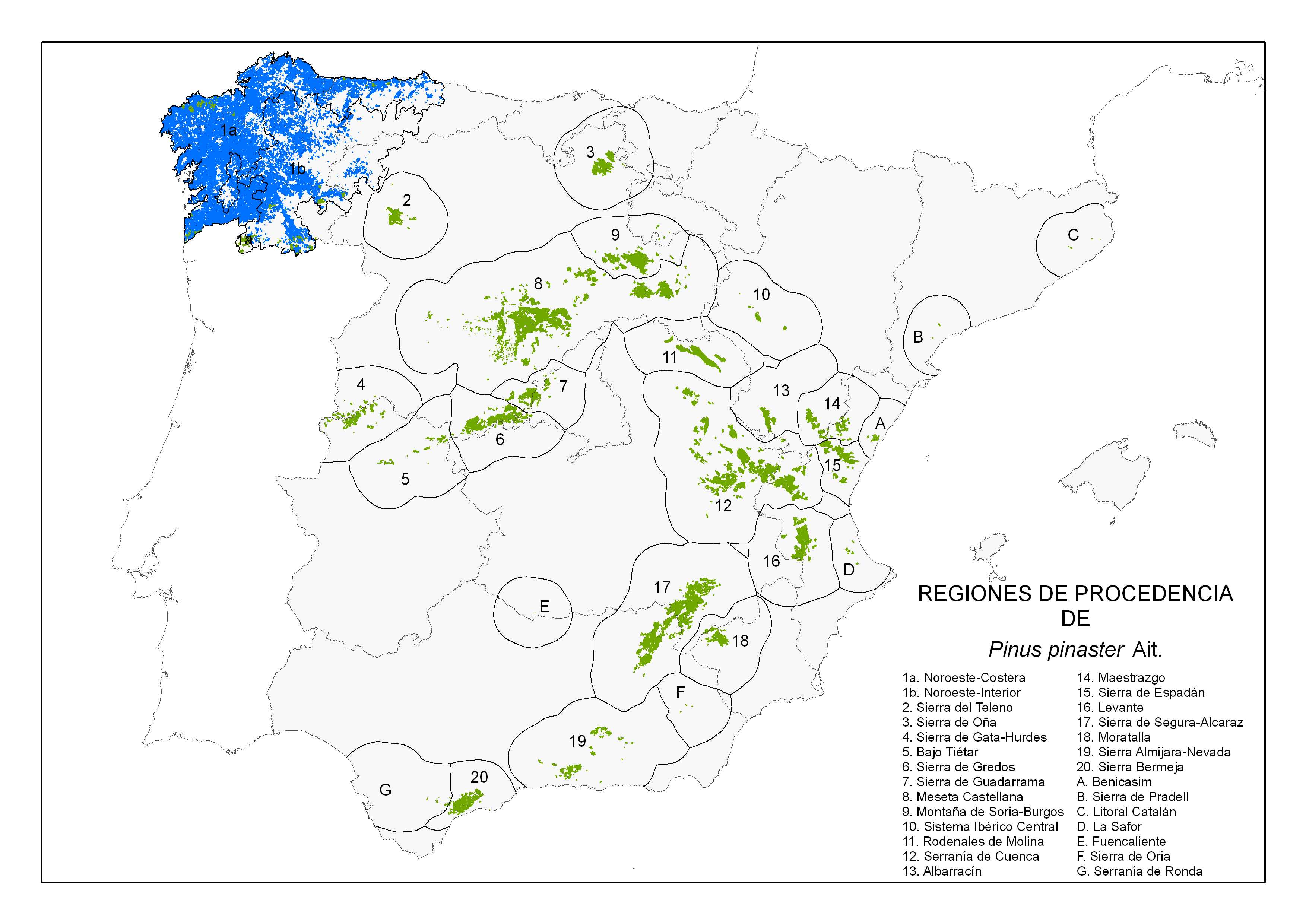 Pinac Region Map Regiones de procedencia