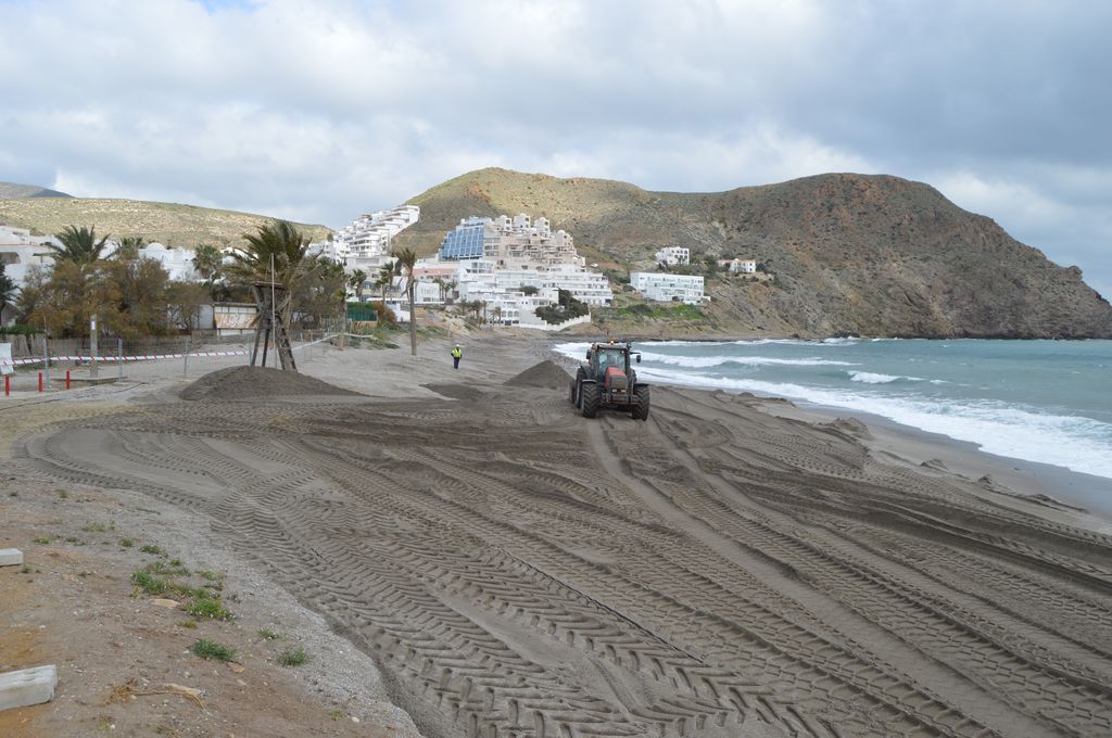 Playa de El Lancón (Durante las obras)