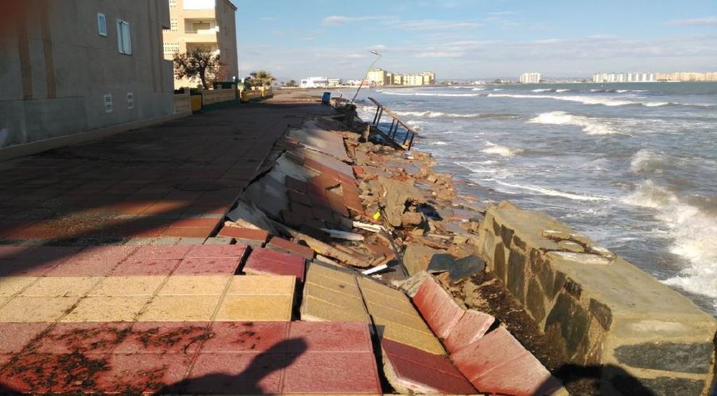 Daños por temporales de 2017 - Playa de Pudrimel en Murcia
