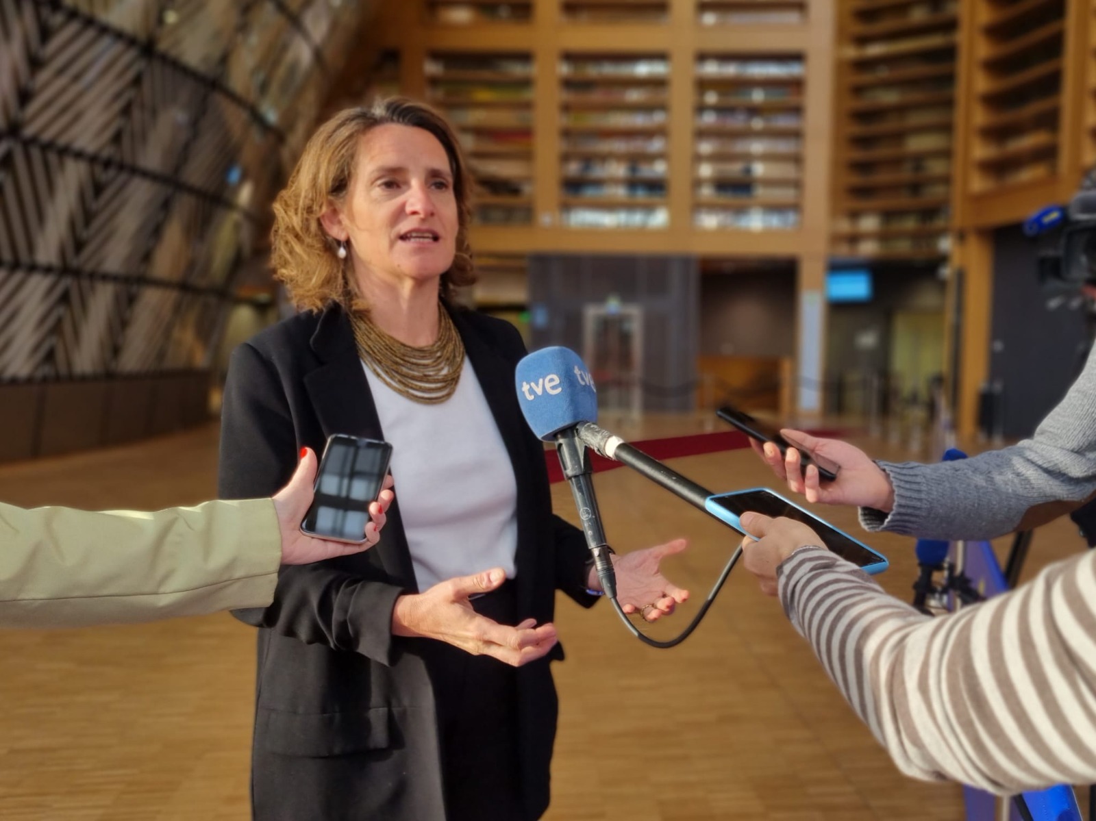 Teresa Ribera a la entrada del Consejo Europeo de Energía