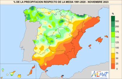 Mapa de precipitaciones de noviembre