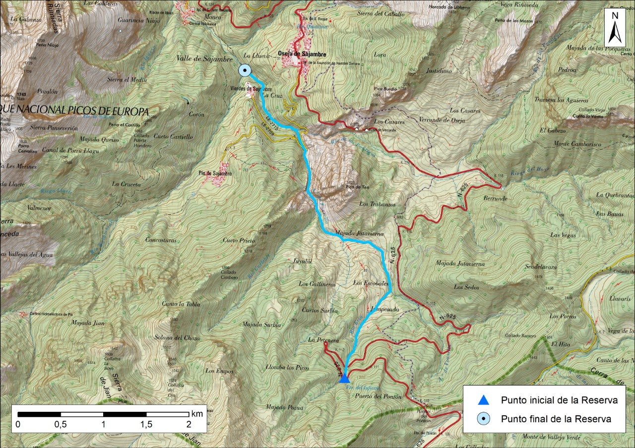 Mapa detalle Río Sella