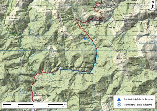 Mapa detalle Río Arga en su cabecera