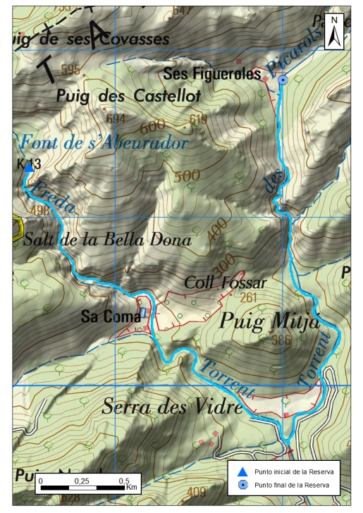 Mapa detalle Torrent de Comafreda - Picarols
