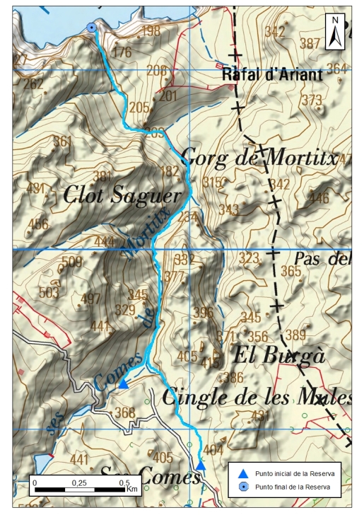 Detalle mapa Torrent de s'Hort des Molí - Mortitx - Fondo