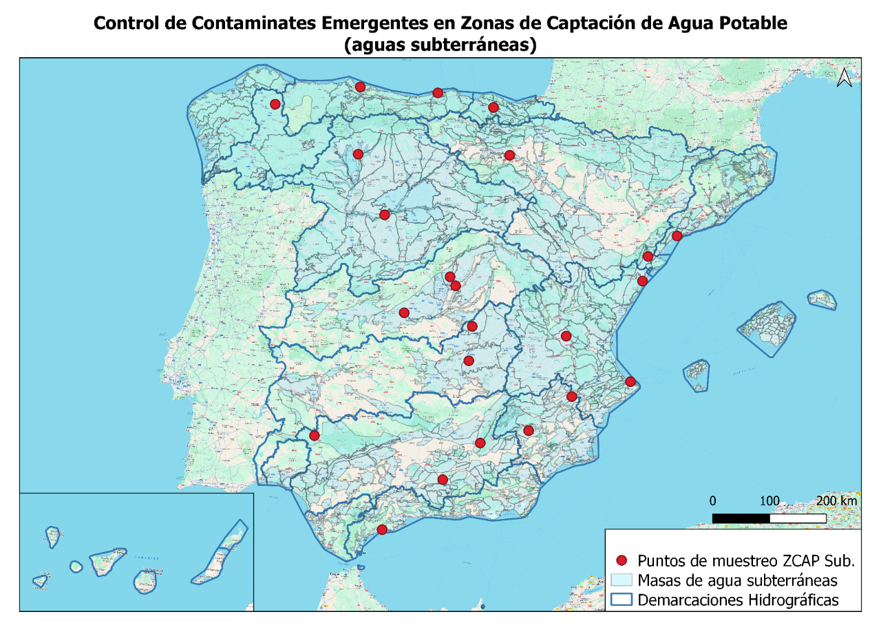 Mapa de puntos de muestreo en ZCAP Aguas Subterráneas (Haga clic en la imagen para ampliar)