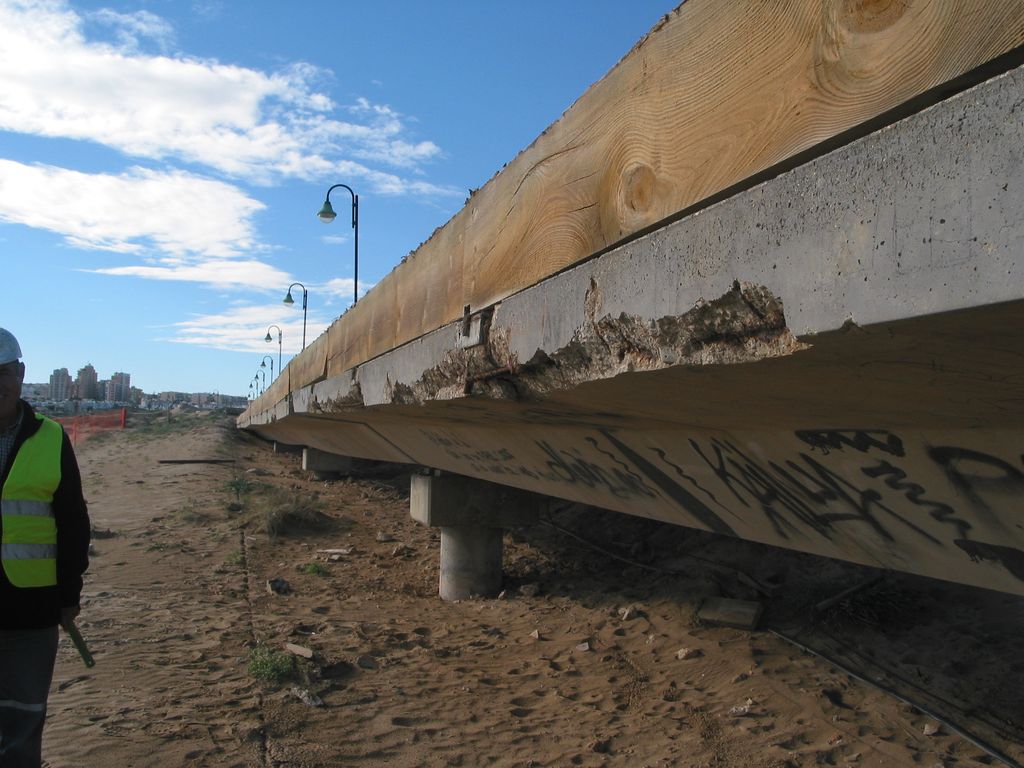 Obra de emergencia para reparación de daños por temporales de diciembre 2014  en el paseo marítimo de La Mata (tramo parque del Molino del Agua)