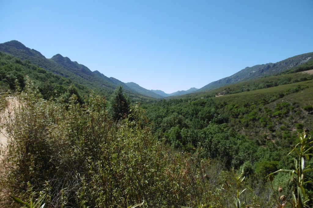 Vista general de la reserva natural fluvial Río Viejas entre Sierra alta y Sierra de Viejas