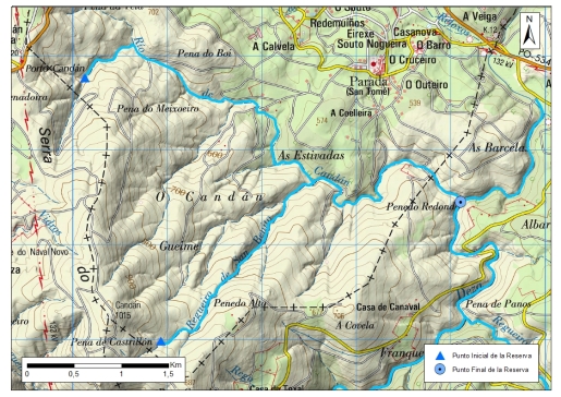 Detalle mapa Río Ulla-Deza. Zona: Candán