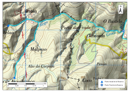 Detalle mapa Río Ulla-Deza. Zona: Río Grovas