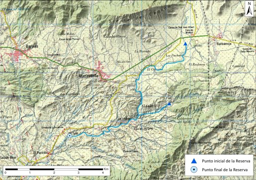 Mapa detalle Río Chícamo (desde su nacimiento hasta El Partidor)