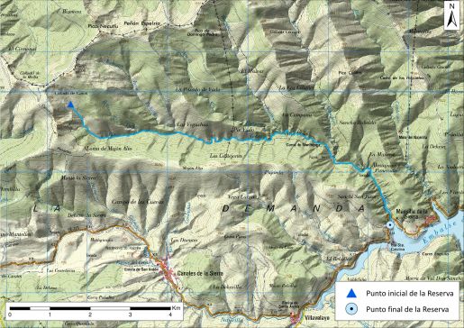 Mapa detalle Río Gatón desde su nacimiento hasta su entrada en el embalse de Mansilla