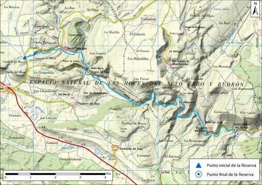 Mapa detalle Río Rudrón desde 2 kilómetros aguas abajo del río Valtierra hasta su confluencia con el río San Antón