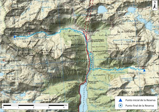 Mapa detalle Río Noguera Ribagorzana