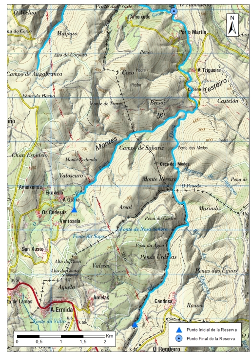 Detalle mapa Río Ulla-Deza. Zona: Deza
