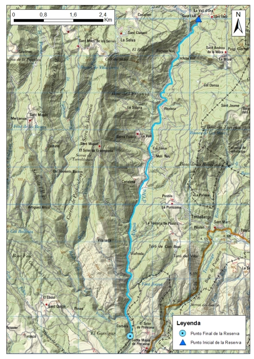 Mapa detalle Tramo Medio del Aigua d'Ora