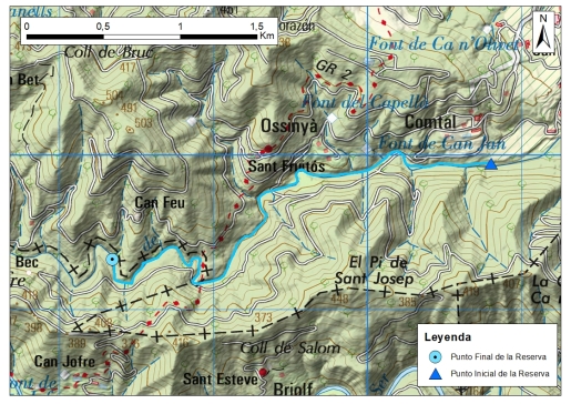 Mapa detalle Cabecera de la Riera de Junyell 