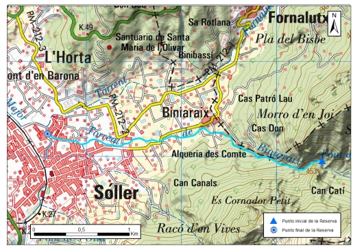 Detalle mapa Torrent de Biniaraix