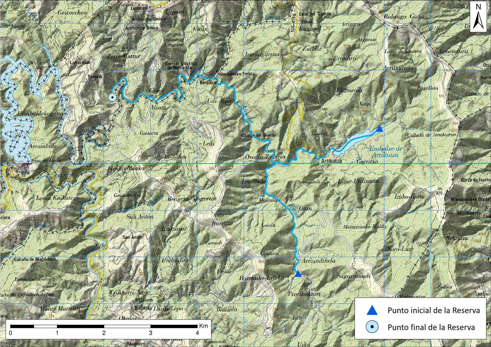 Mapa detalle río Añarbe
