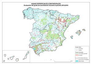 Aguas superficiales continentales - Evaluación del grado de eutrofización durante el período 2016-2019 (Haga clic para ampliar)