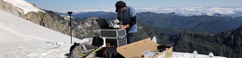 Equipo de medición fotogrametría aerotransportada. Glaciar de la Maladeta 2020