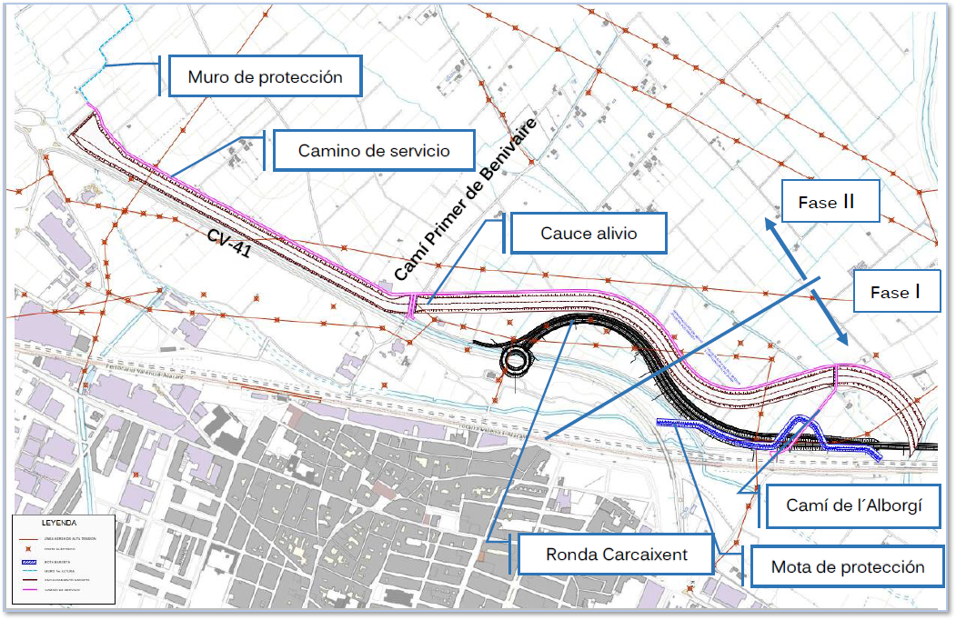 Obras previstas en adaptación al riesgo de inundación del Barxeta, fases I y II