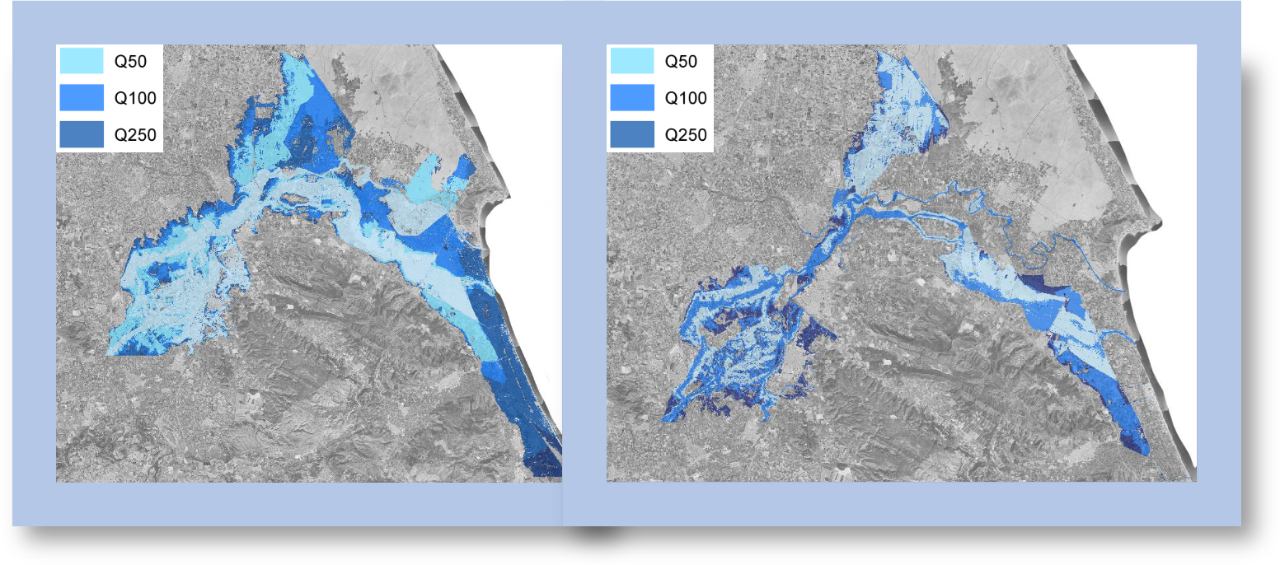 Comparativa. Situación actual y futura. T=500. Fuente: Estudio Coste Beneficio (Haga clic en la imagen para ampliar)