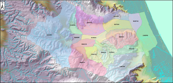Cuenca y subcuencas del río Vaca