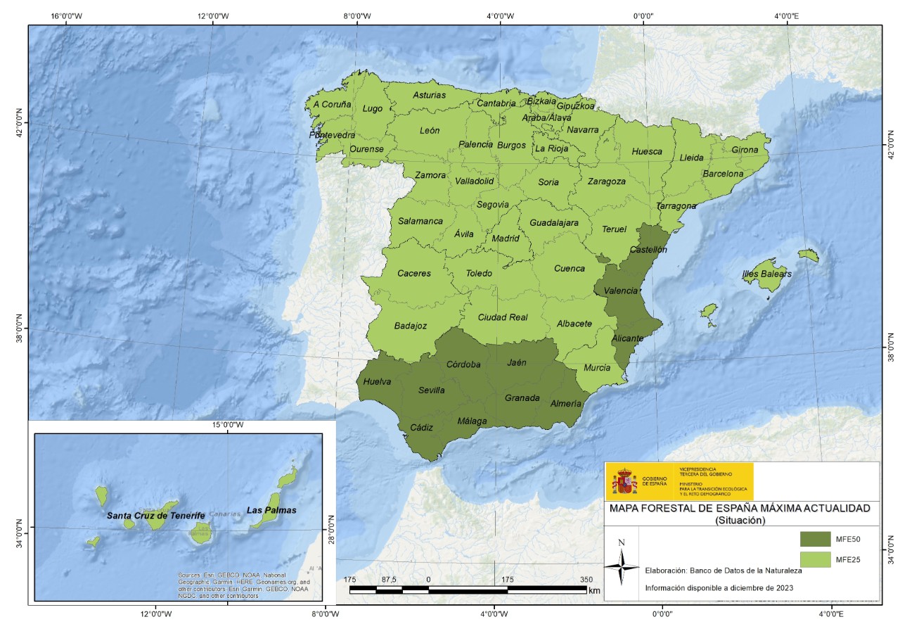 Mapa de situación de los trabajos del MFE Max a diciembre de 2022
