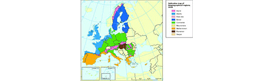 Mapa de las regiones biogeográficas de la UE