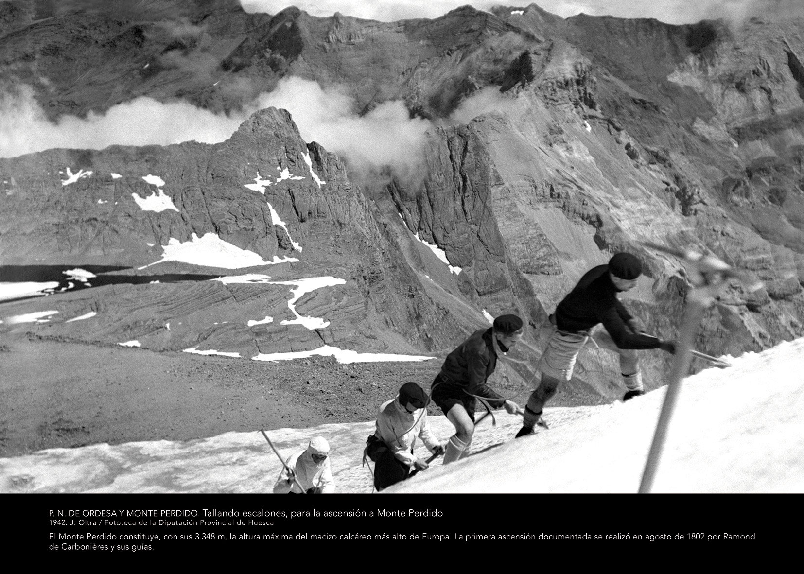 Panel Ordesa 3 - Tallando escalones, para la ascensión a Monte Perdido