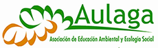 Aulaga. Asociación de educación ambiental y ecología social (logotipo con letras en verde)