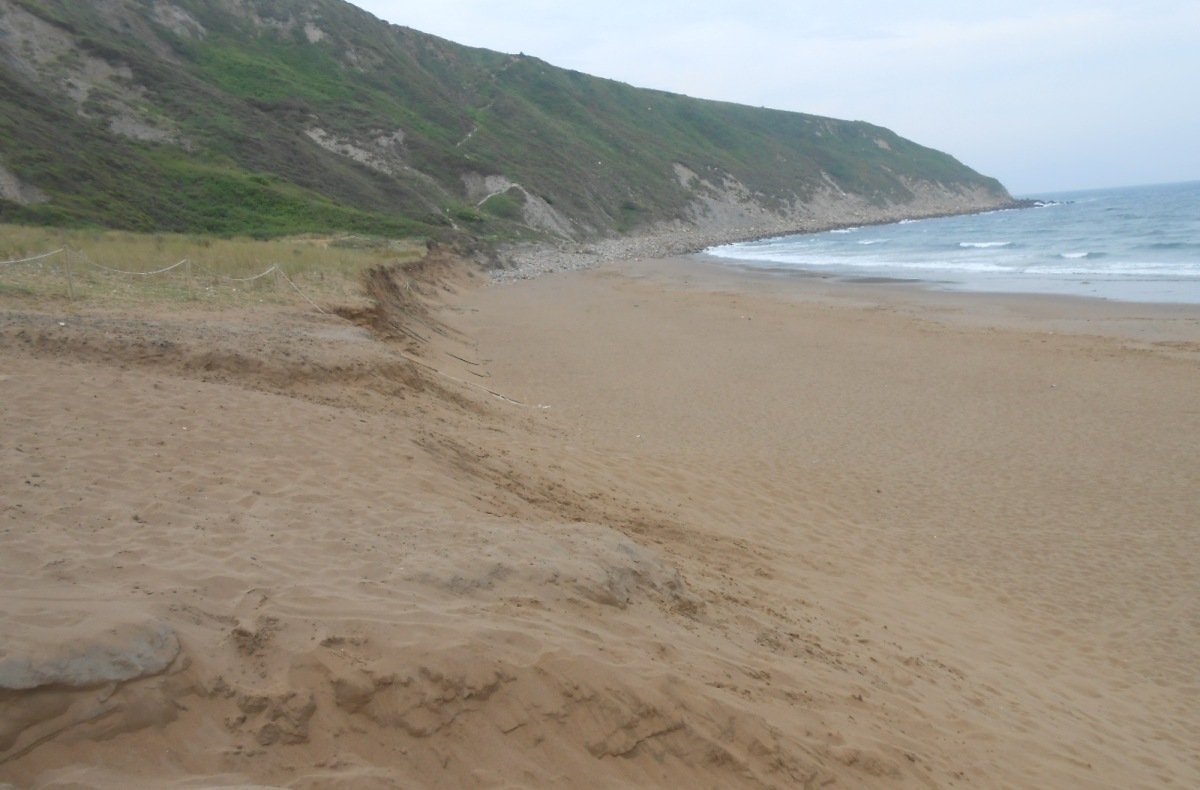 Playa Barinatxe (o La Salvaje). Restauración de perfil de playa segura.
