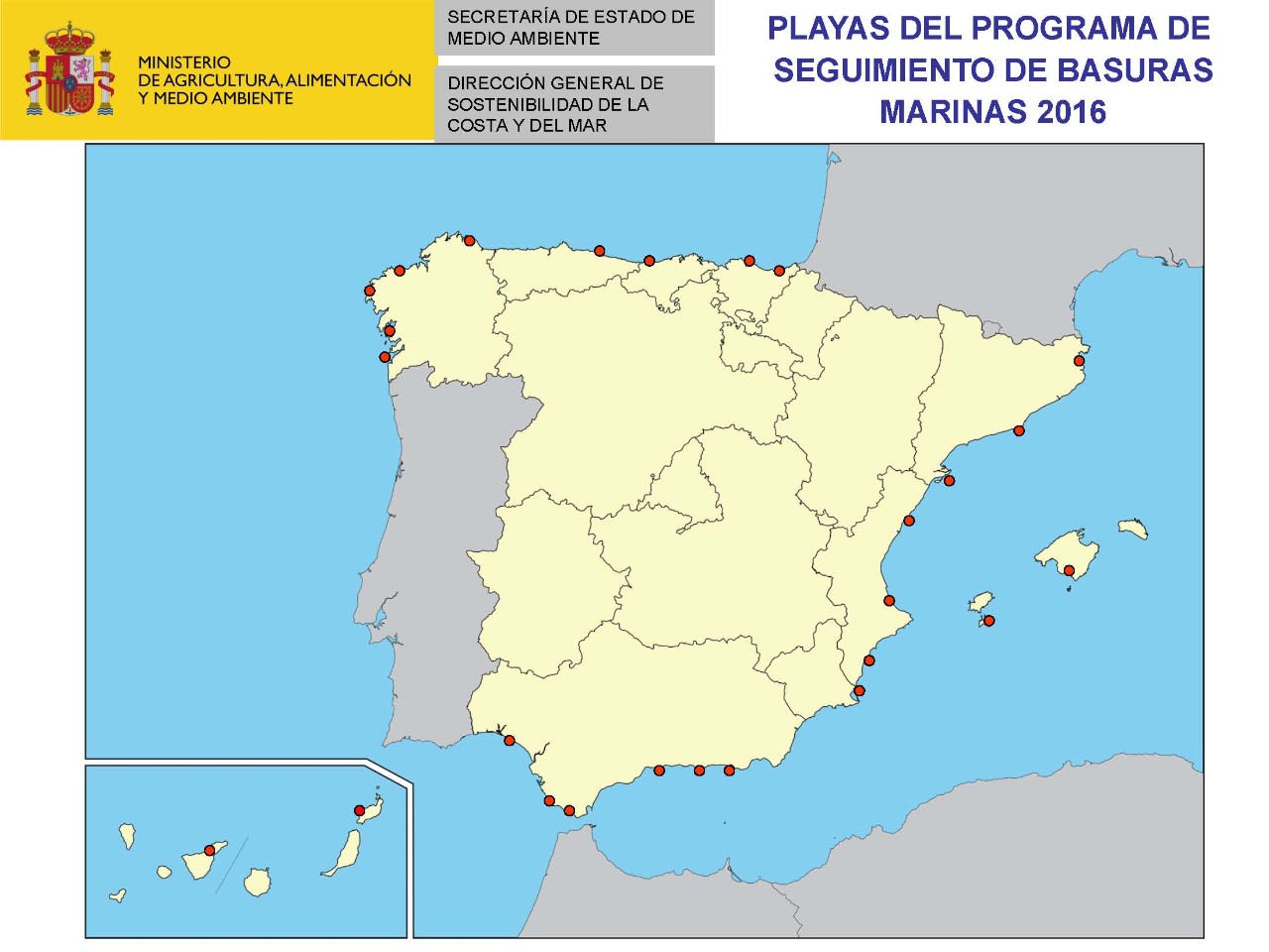 Mapa del programa de seguimiento de basuras - 2016