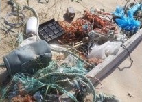 Imagen de basura marina en una playa