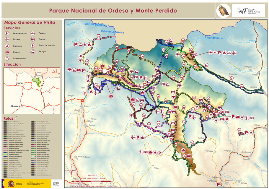 Mapa del Parque Nacional de Ordesa y Monte Perdido