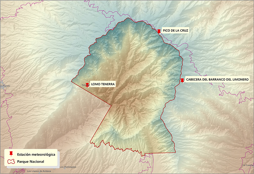Estaciones meteorológicas en el Parque Nacional de la Caldera de Taburiente