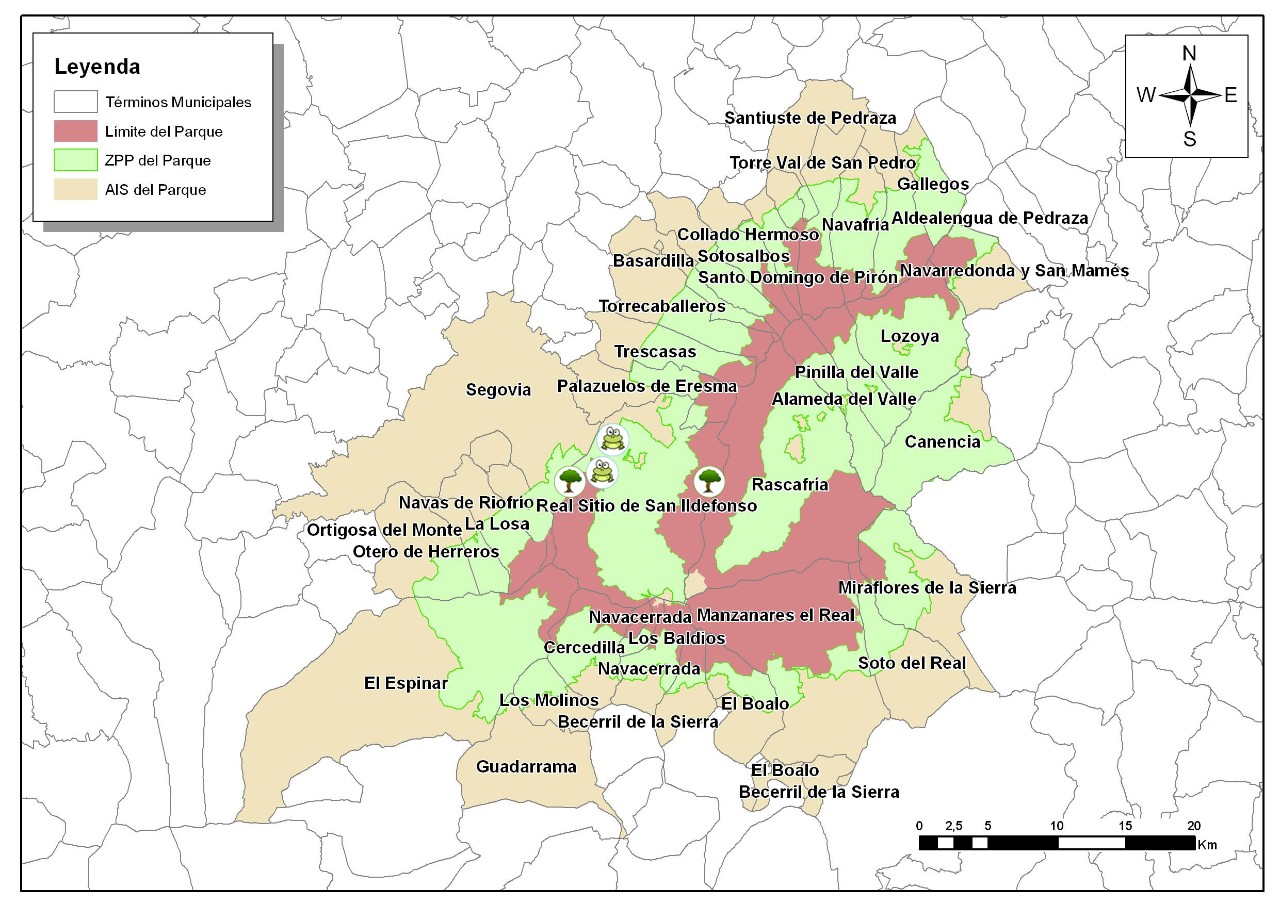 Mapa del P.N. Sierra de Guadarrama (Madrid y Segovia)