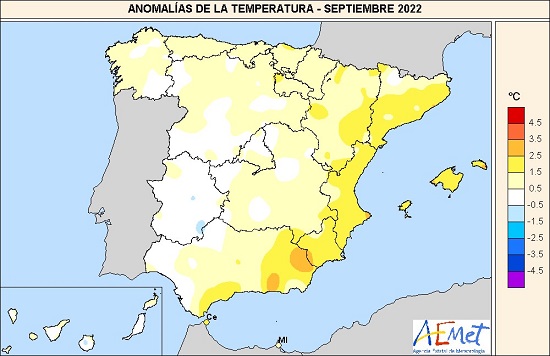 AEMET Anomaliatempseptiembre222022 es por ahora el año más cálido en España