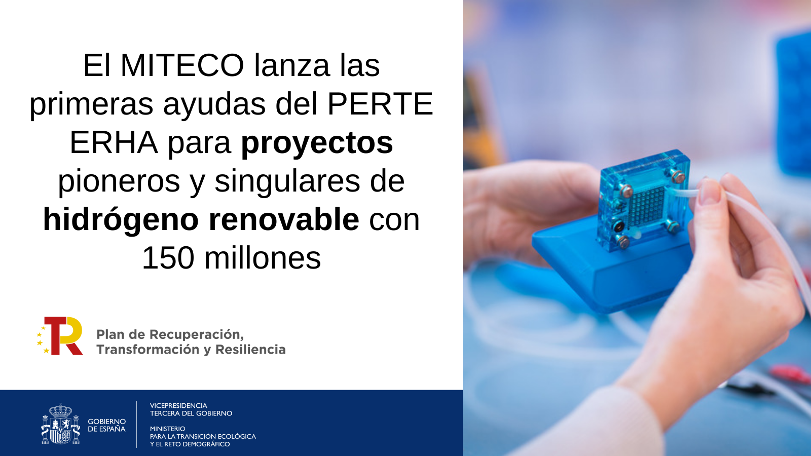 PERTE EHRA proyectos hidrogeno renovableEl MITECO lanza las primeras ayudas del PERTE ERHA para proyectos pioneros y singulares de hidrógeno renovable