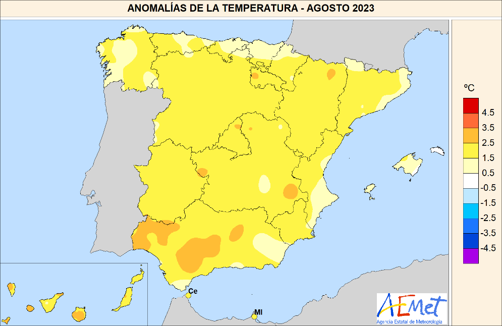 temperaturas agosto de 2023